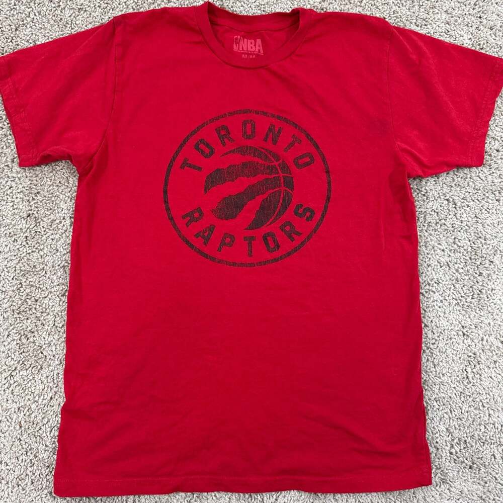 Toronto Raptors NBA Logo T Shirt Mens Medium Red Distressed Graphic Tee EUC